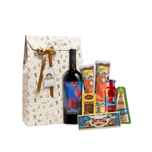Pack Rosso canasta de regalo cena italiana con vino pasta y queso